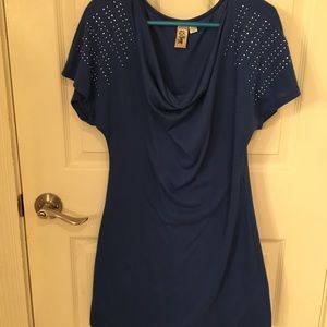 L8ter cowl neck blue dress